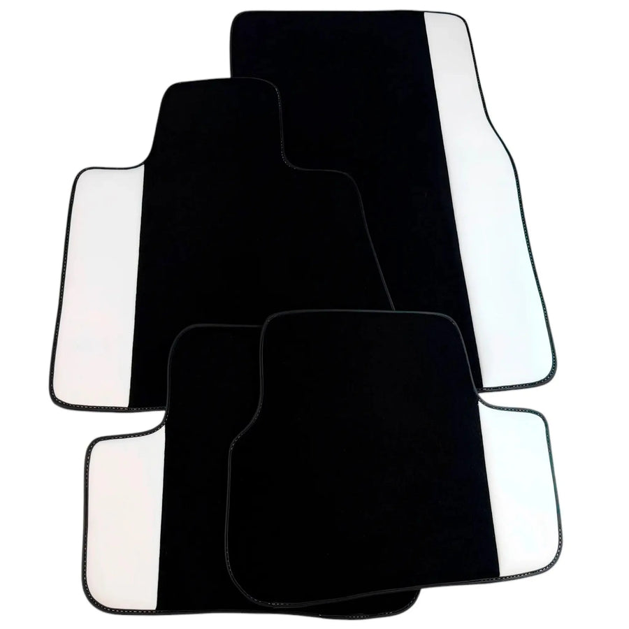 Black Floor Mats for Rolls Royce Cullinan (2018-2025) with White Leather