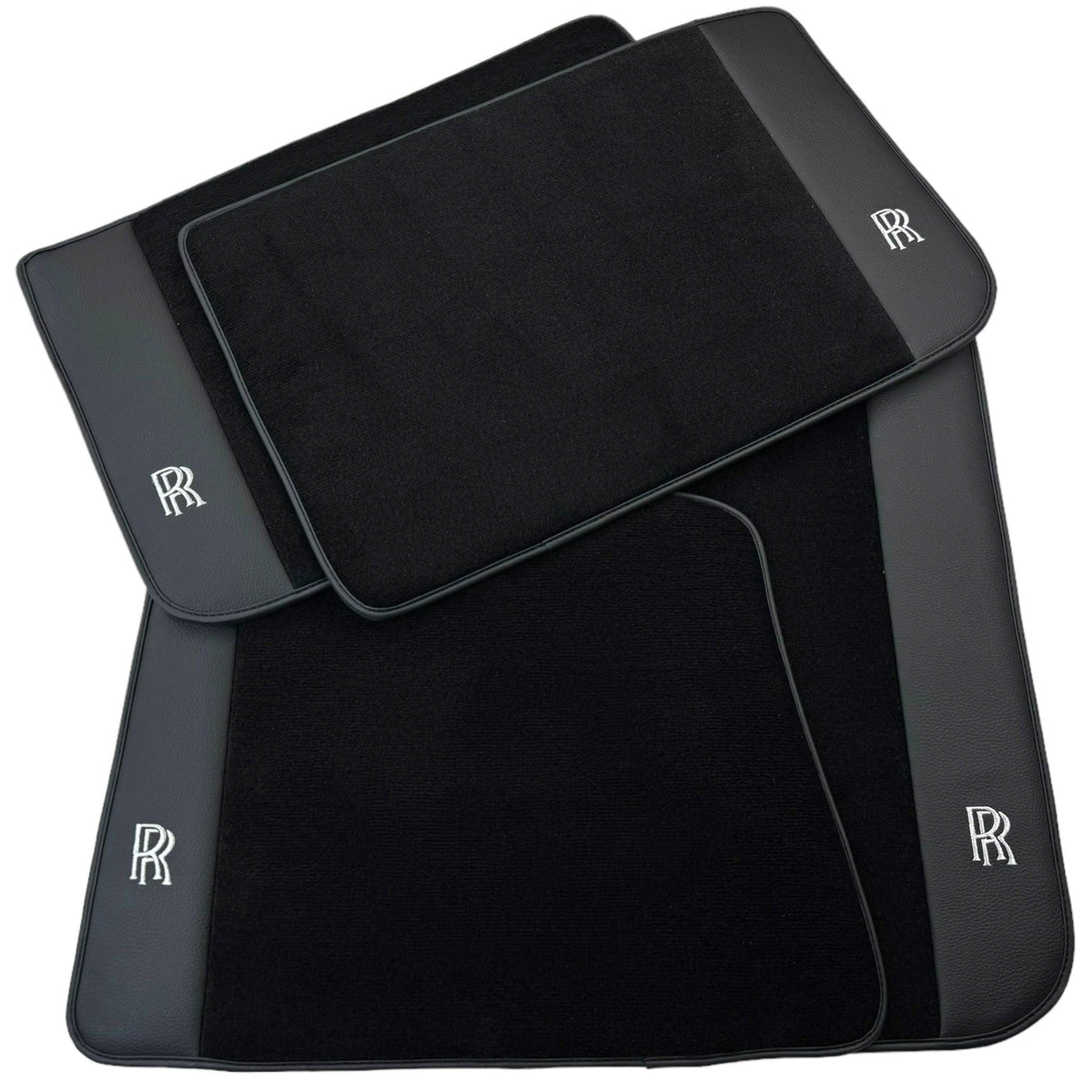 Black Floor Mats for Rolls Royce Cullinan with Black Leather - AutoWin