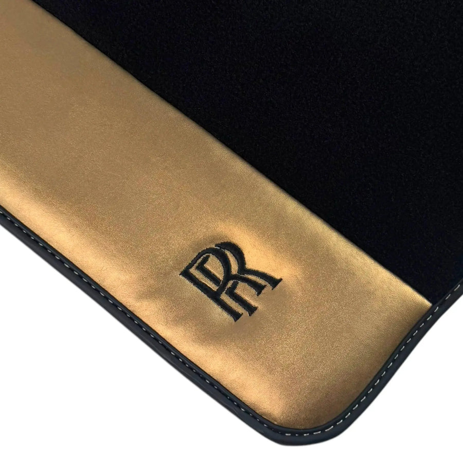 Black Floor Mats for Rolls Royce Dawn (2016-2023) with Gold Leather