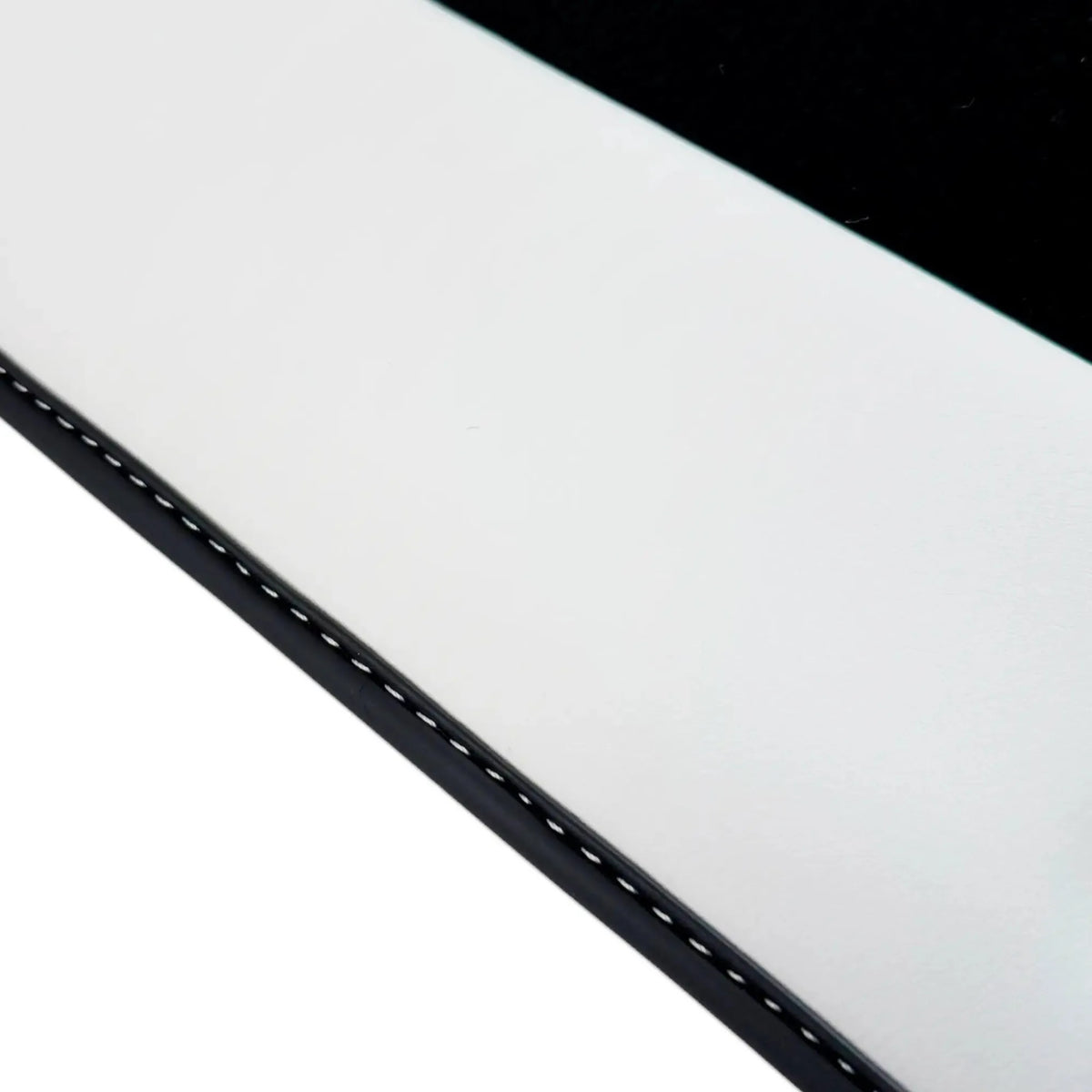 Black Floor Mats for Rolls Royce Ghost Series I (2010–2020) with White Leather | RR Logo