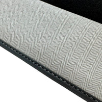 Black Floor Mats for Rolls Royce Ghost Series II (2021-2024) with Gray Leather Borders