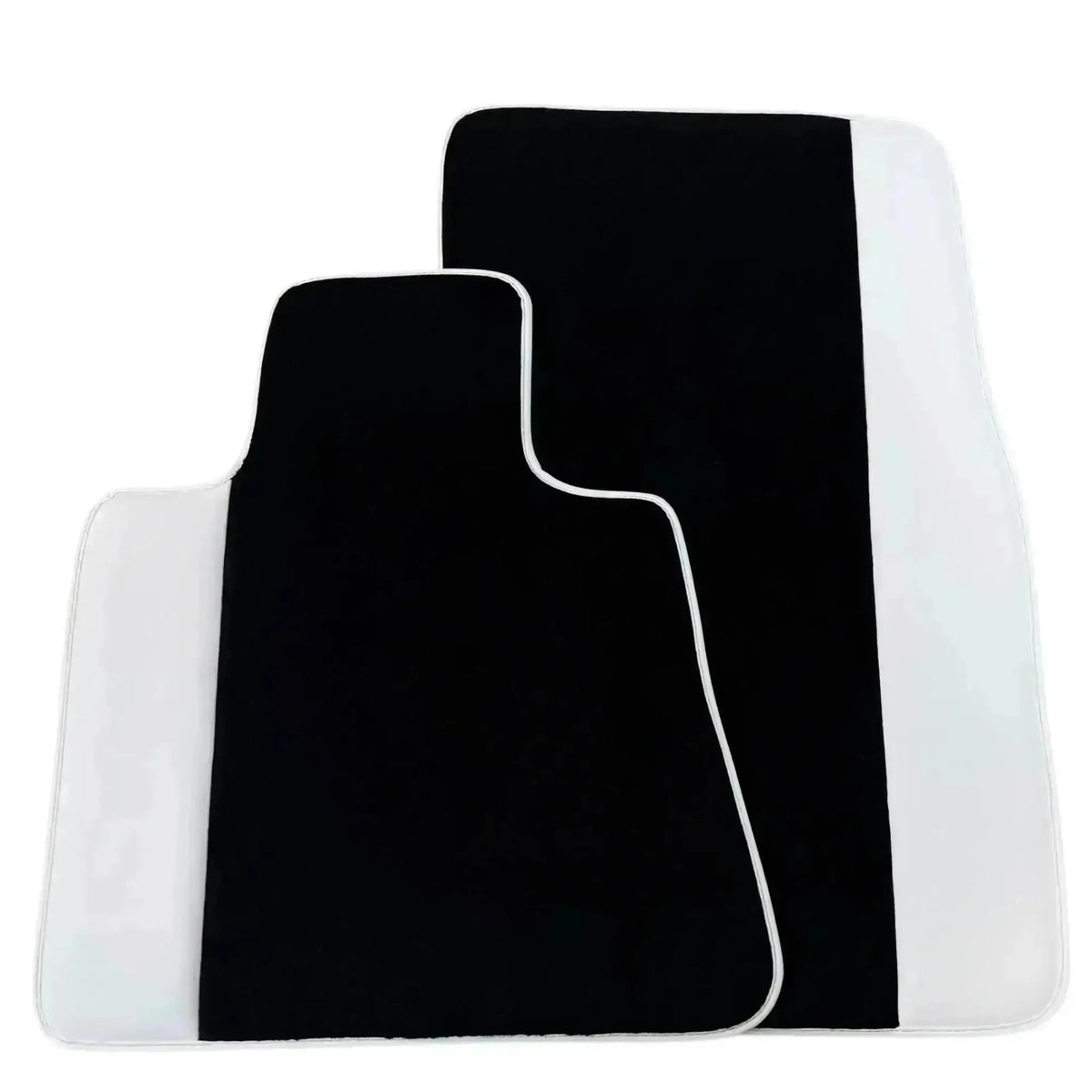 Black Floor Mats for Rolls Royce Phantom Drophead Coupe 2007-2016 with White Leather | White Trim