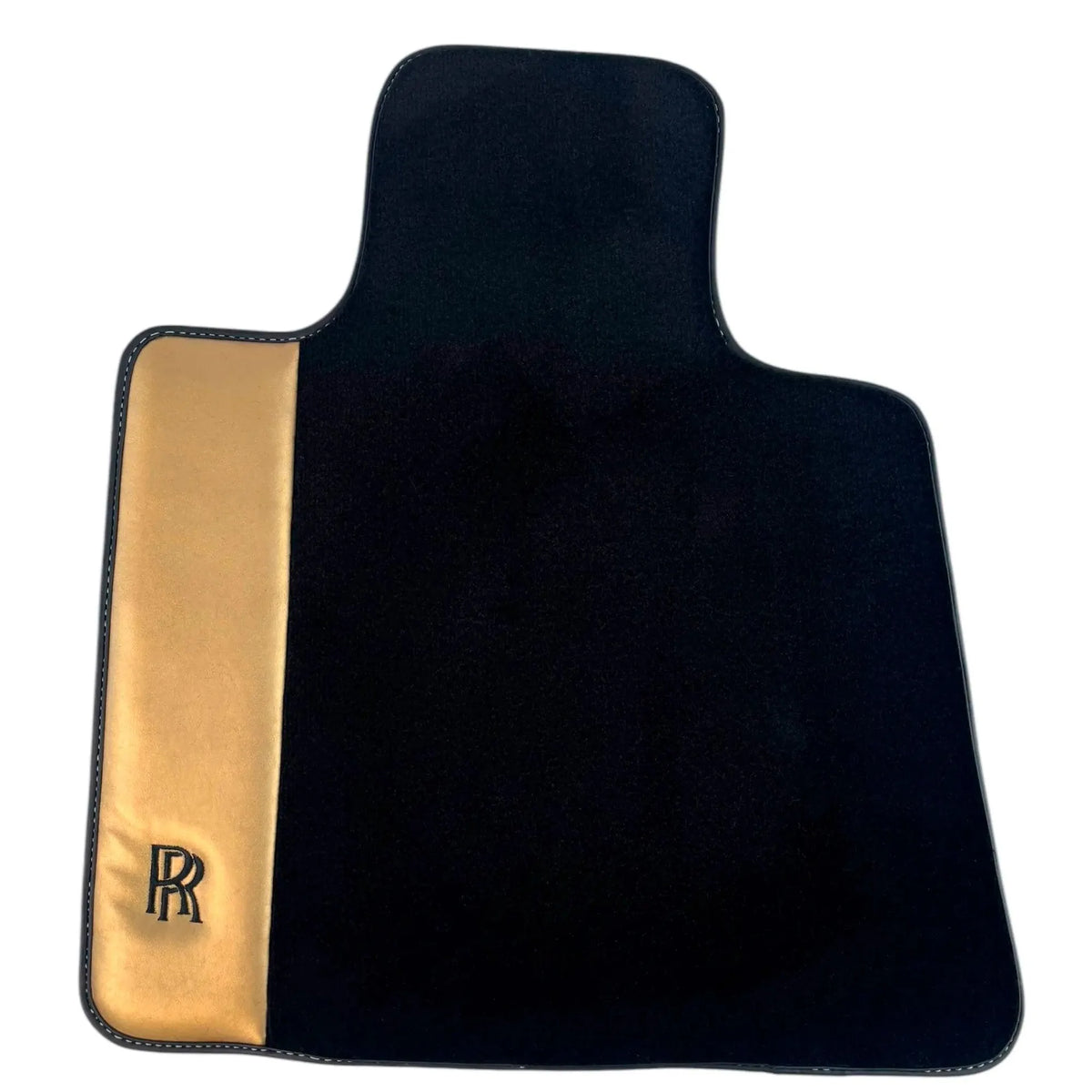 Black Floor Mats for Rolls Royce Phantom Sedan (2003-2016) with Gold Leather