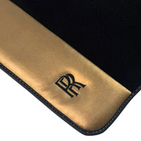 Black Floor Mats for Rolls Royce Phantom Sedan (2003-2016) with Gold Leather