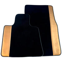 Black Floor Mats for Rolls Royce Phantom Sedan (2003-2016) with Golden Leather