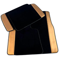 Black Floor Mats for Rolls Royce Phantom Sedan (2003-2016) with Golden Leather