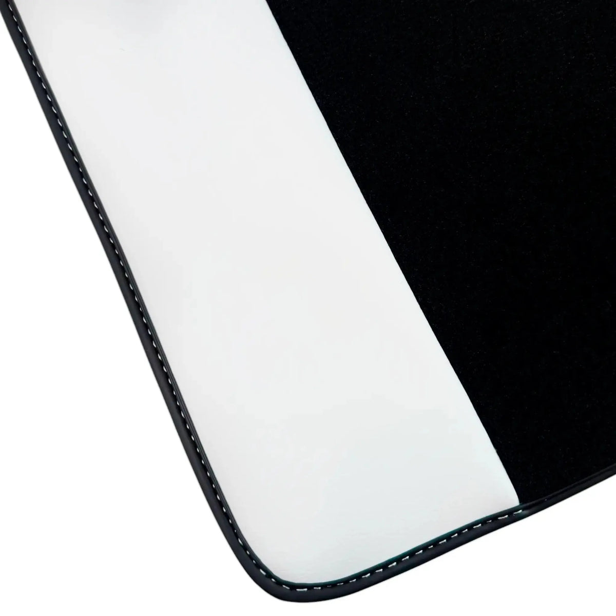 Black Floor Mats for Rolls Royce Phantom Sedan (2003-2016) with White Leather