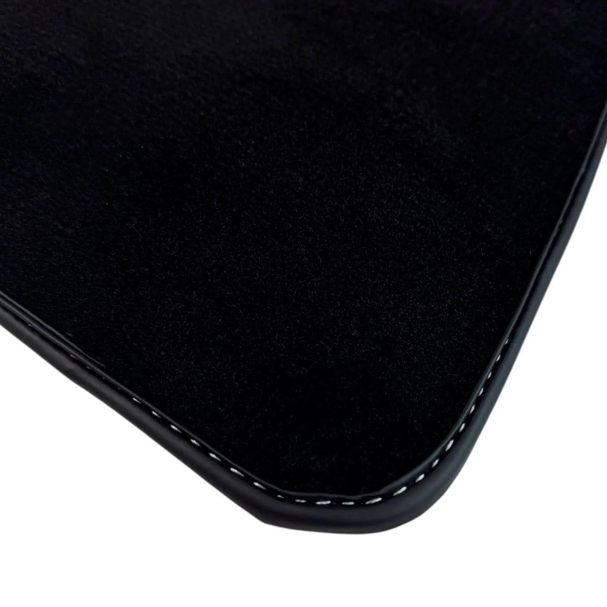 Black Floor Mats for Rolls Royce Phantom Sedan (2003-2016) with White Leather