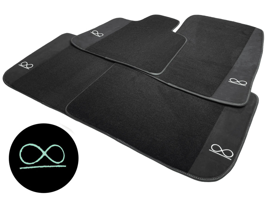 Black Floor Mats For Rolls Royce Phantom VIII (2017-2024) Black Badge Fluorescent Logo