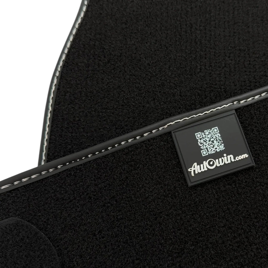 Black Floor Mats for Rolls Royce Phantom VIII (2017-2024) with Gray Leather Borders