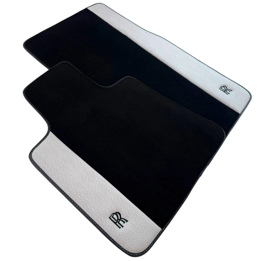 Black Floor Mats for Rolls Royce Phantom VIII (2017-2024) with Gray Leather Borders
