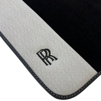 Black Floor Mats for Rolls Royce Phantom VIII (2017-2024) with Gray Leather Borders