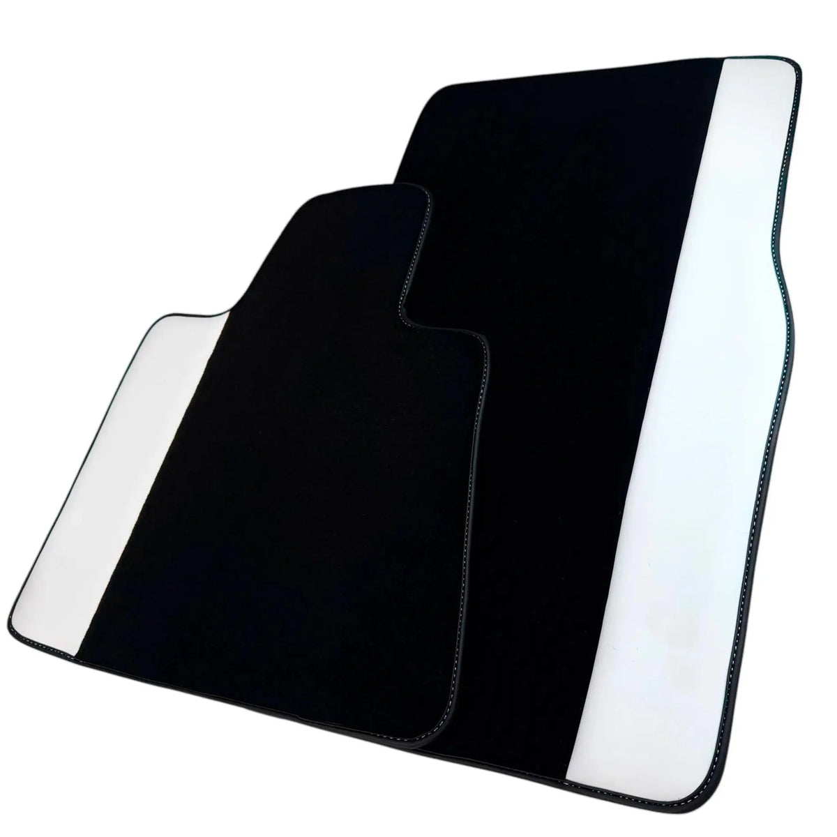 Black Floor Mats for Rolls Royce Phantom VIII (2017-2024) with White Leather