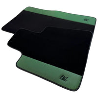 Black Floor Mats for Rolls Royce Shadow (1965-1977) with Green Leather