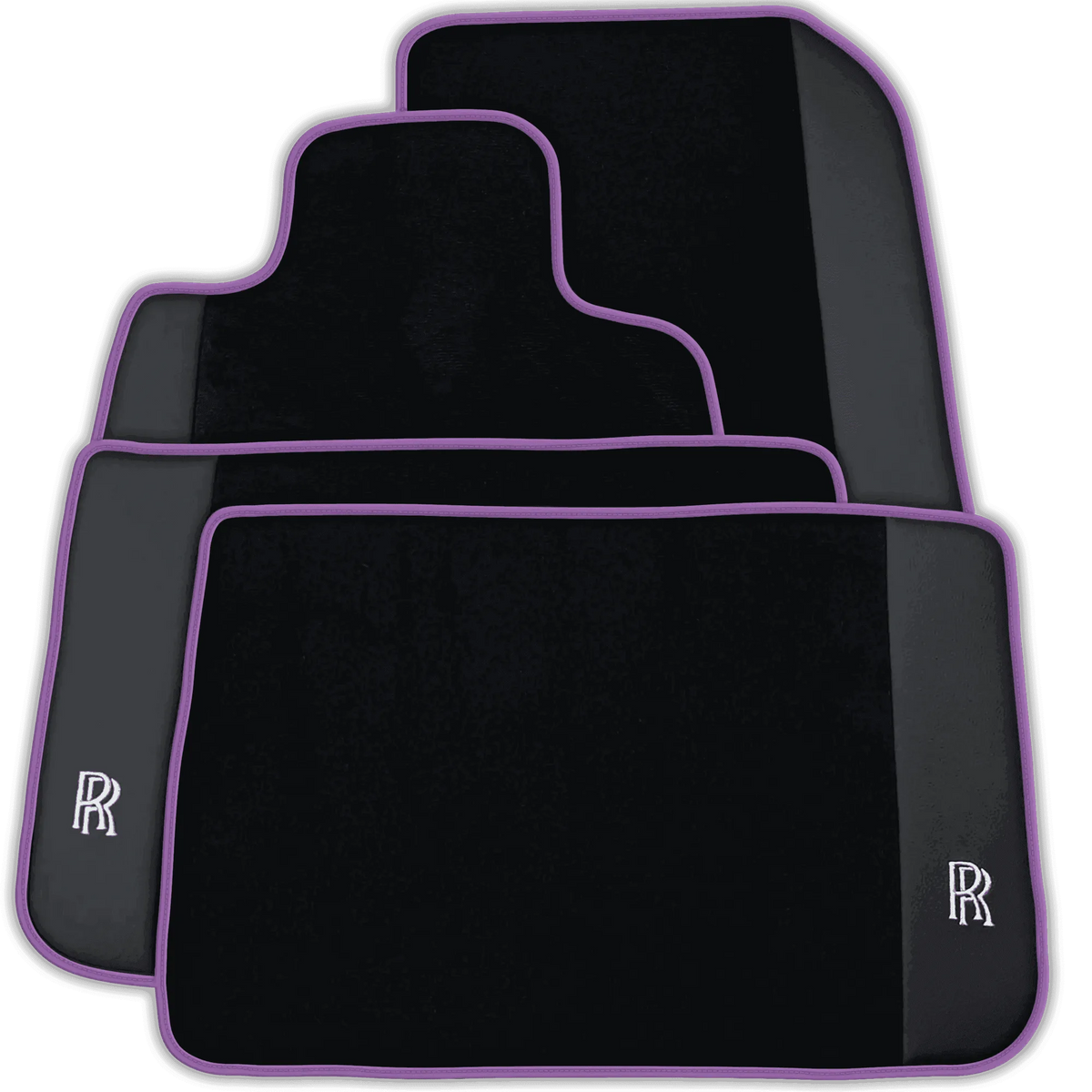 Black Floor Mats for Rolls Royce Shadow (1965-1977) with Leather | Various Trim Colors