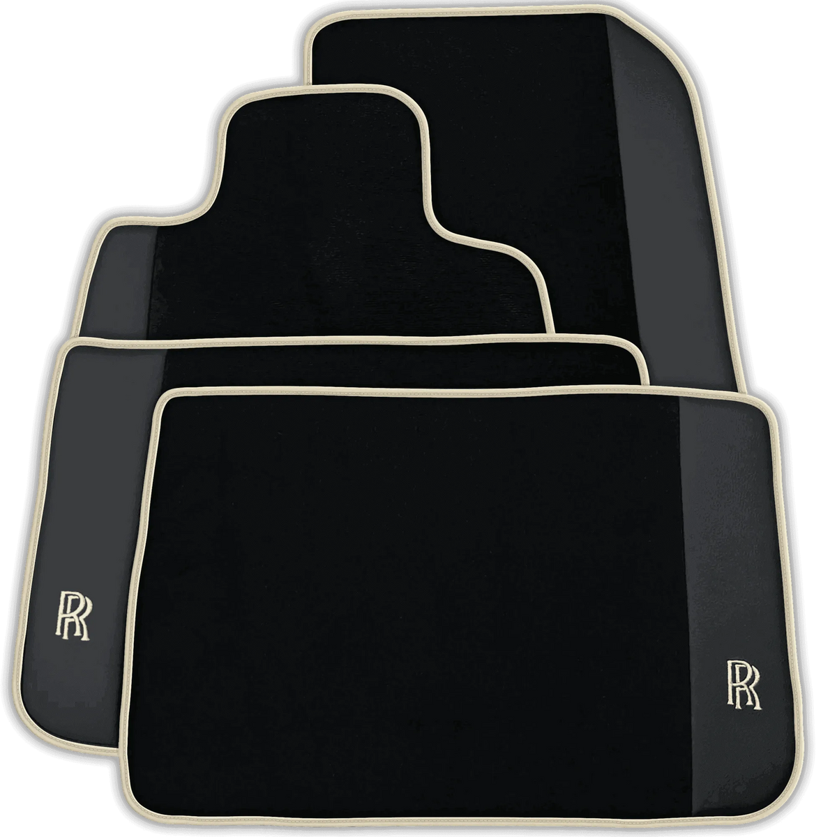 Black Floor Mats for Rolls Royce Shadow (1965-1977) with Leather | Various Trim Colors