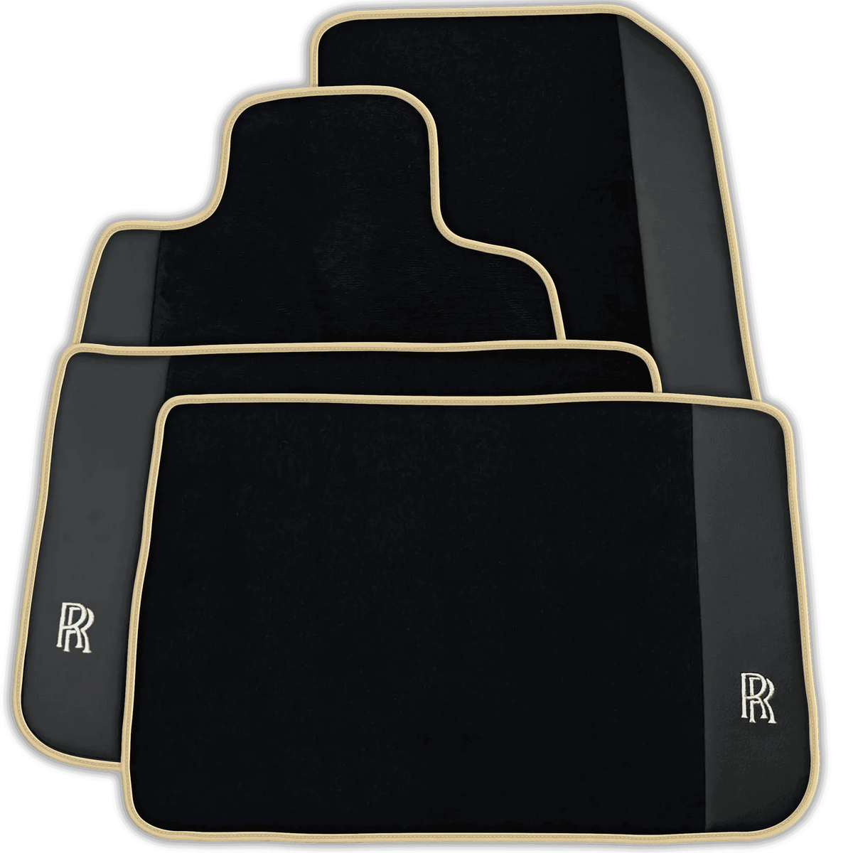 Black Floor Mats for Rolls Royce Shadow (1965-1977) with Leather | Various Trim Colors