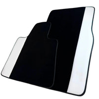 Black Floor Mats for Rolls Royce Shadow (1965-1977) with White Leather