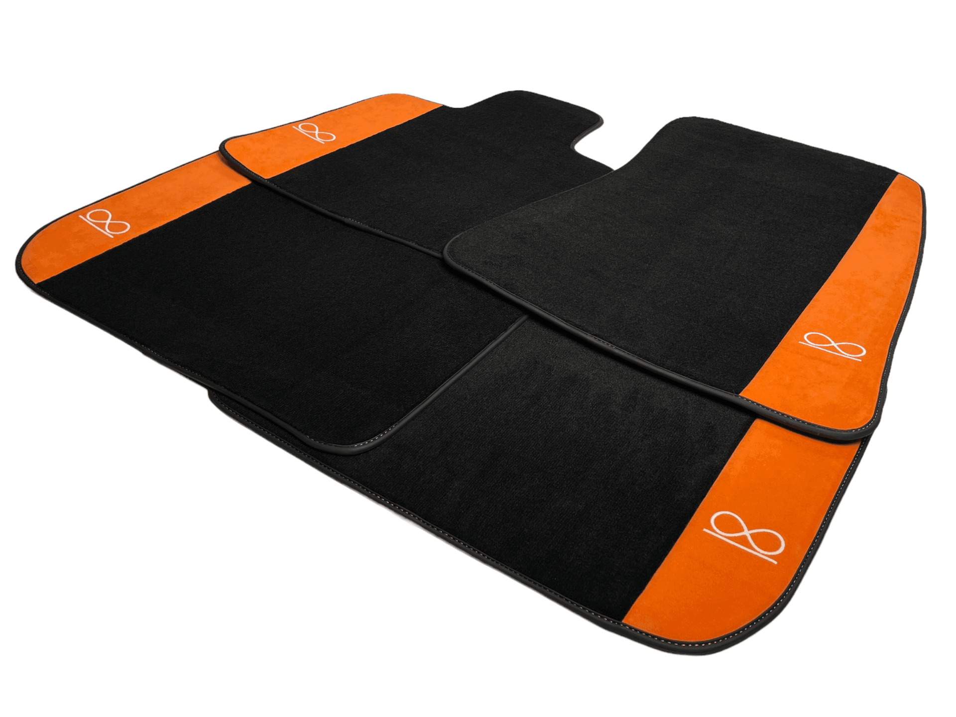 Black Floor Mats For Rolls Royce Spectre (2023-2024) Orange Alcantara Leather - AutoWin