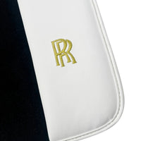 Black Floor Mats for Rolls Royce Spectre 2023-2024 with White Leather | RR Logo