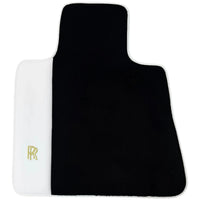Black Floor Mats for Rolls Royce Spectre 2023-2024 with White Leather | RR Logo