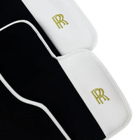 Black Floor Mats for Rolls Royce Spectre 2023-2024 with White Leather | RR Logo