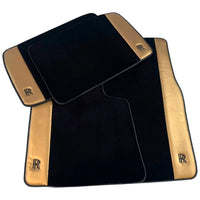 Black Floor Mats for Rolls Royce Wraith (2013–2023) with Gold Leather