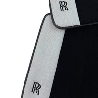 Black Floor Mats for Rolls Royce Wraith (2013–2023) with Gray Leather Borders