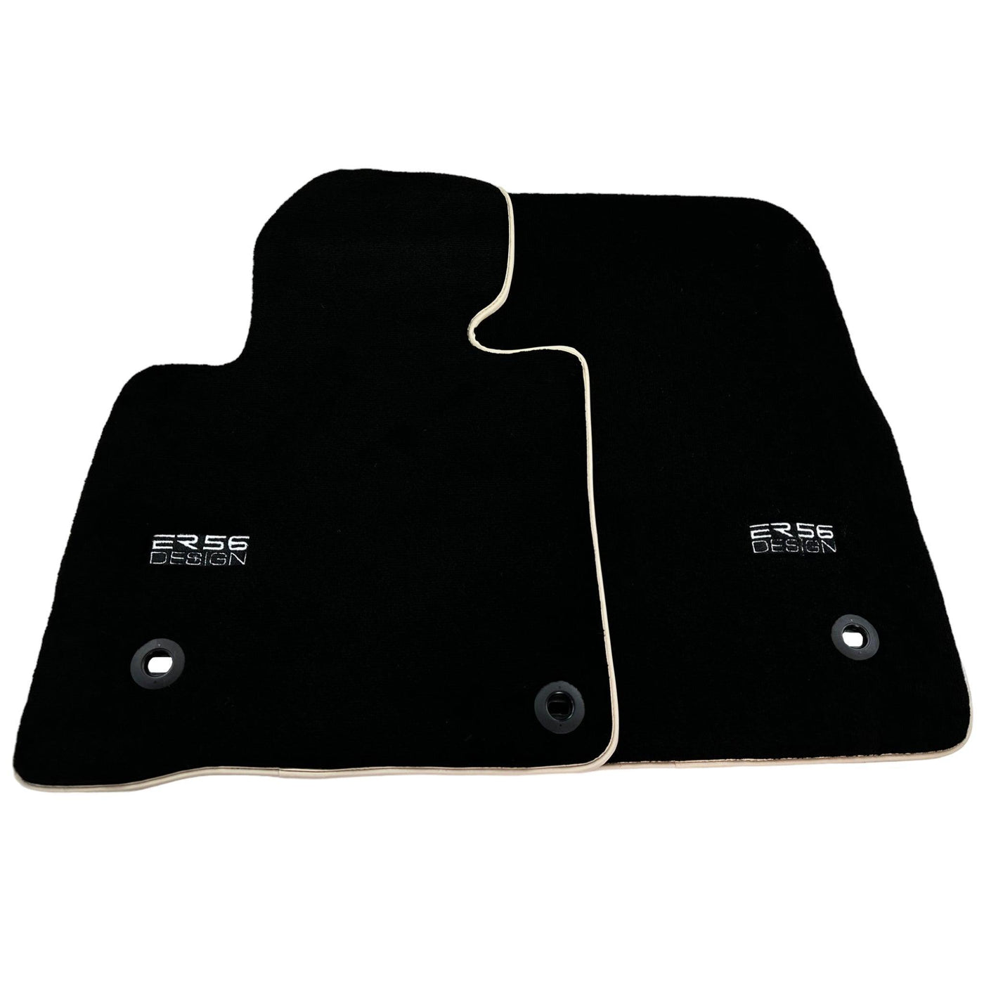 Black Floor Mats For Toyota Land Cruiser 150 (2009-2022) Beige Trim | ER56 Design - AutoWin