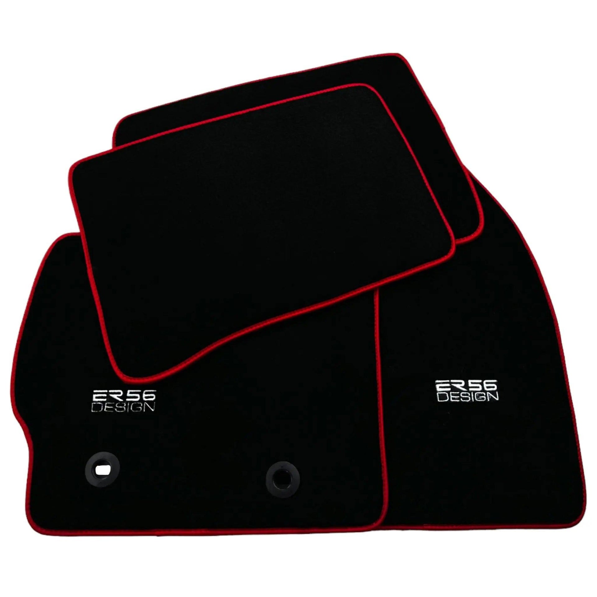 Black Floor Mats for Toyota Prius (2009-2012) ER56 Design with Red Trim - AutoWin