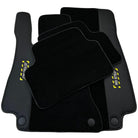 Black Floor Mats with Leather for Mercedes Benz E-Class W213 Sedan (2016-2020) - "Jet Fuel Only" - AutoWin