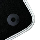 Black Floor Mats with White Trim For Ford Mustang V (2004-2010) With Pony - AutoWin