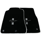 Black Floor Mats with White Trim for Ford Mustang V FL (2011-2014) With Pony - AutoWin