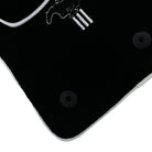 Black Floor Mats with White Trim For Ford Mustang VI (2015-2023) With Pony - AutoWin