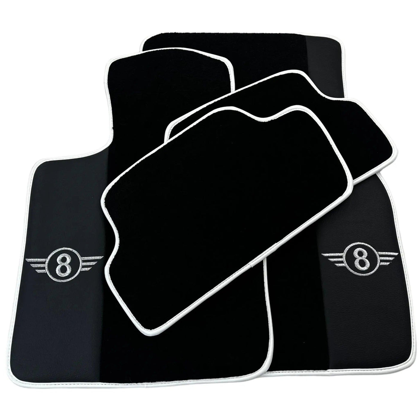 Black Floor Mats for Mini Cooper F56 (2013-2022) with Leather | White Trim - AutoWin