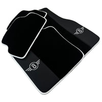 Black Floor Mats for Mini Cooper F56 (2013-2022) with Leather | White Trim - AutoWin