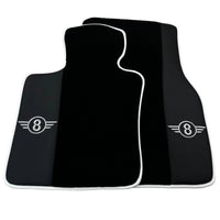Black Floor Mats for Mini Cooper F56 (2013-2022) with Leather | White Trim - AutoWin