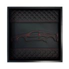 Black Leather Ferrari F430 Inspired Wall Art: Embroidered Red Stitch Luxury Decor - AutoWin