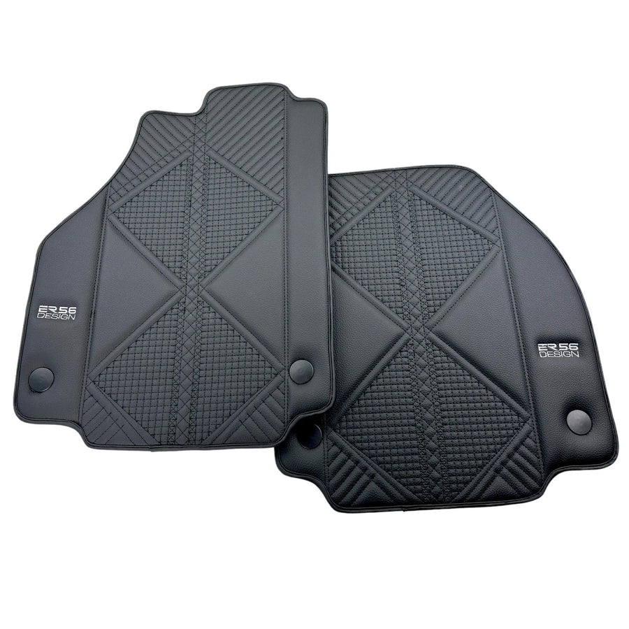 Black Leather Floor Mats For Ferrari 458 GT2 (2012-2015) ER56 Design - AutoWin