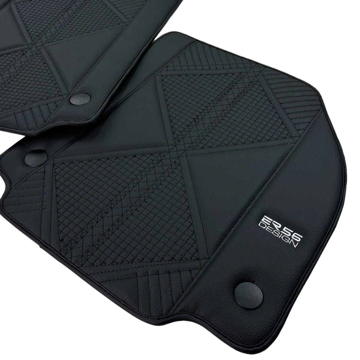 Black Leather Floor Mats For Ferrari 458 GT2 (2012-2015) ER56 Design - AutoWin