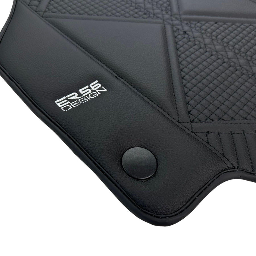 Black Leather Floor Mats For Ferrari 458 Italia (2009-2015) ER56 Design - AutoWin