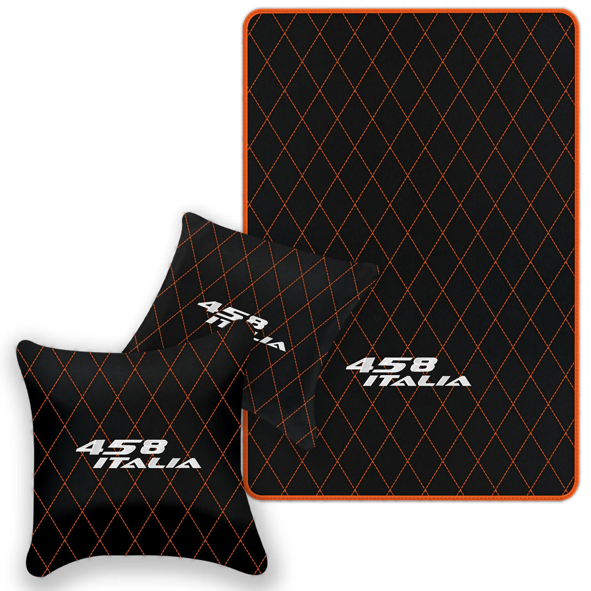 Black Leather Floor Mats for Ferrari 458 Italia (2009-2015) with Single Diamond Pattern | Full Set Option