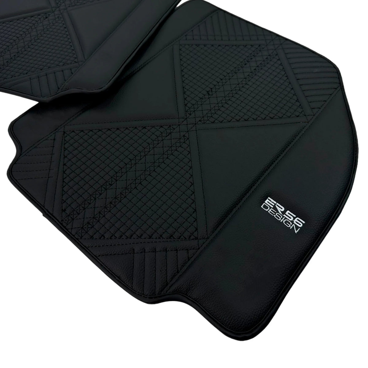 Black Leather Floor Mats For Ferrari 488 Pista Spider (2019-2021) ER56 Design