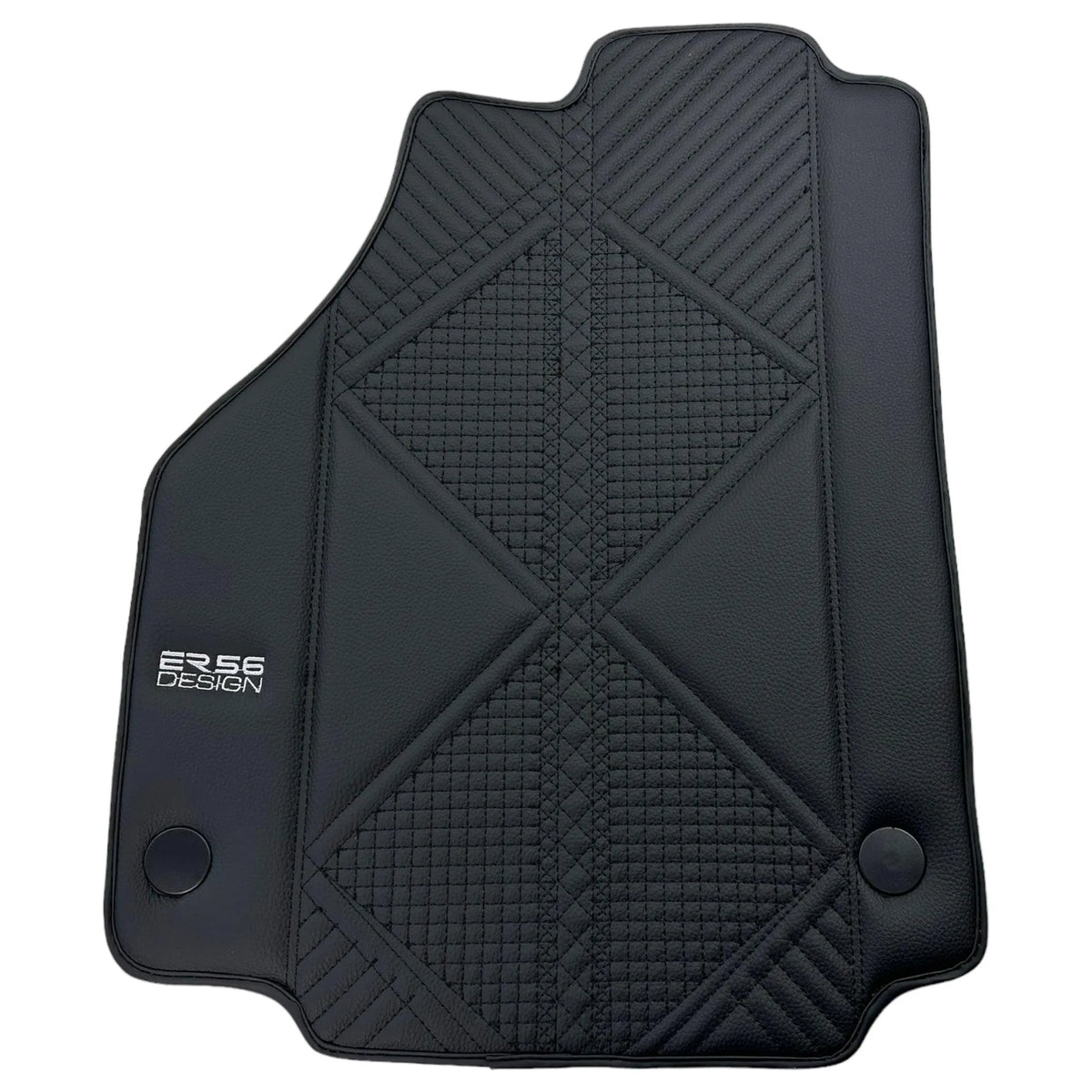 Black Leather Floor Mats For Ferrari 488 Spider (2016-2022) ER56 Design - AutoWin