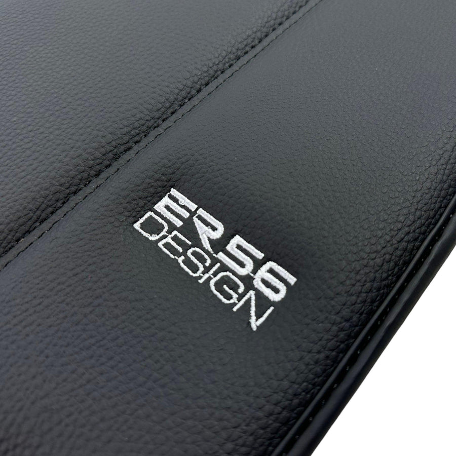 Black Leather Floor Mats For Ferrari 488 Spider (2016-2022) ER56 Design - AutoWin