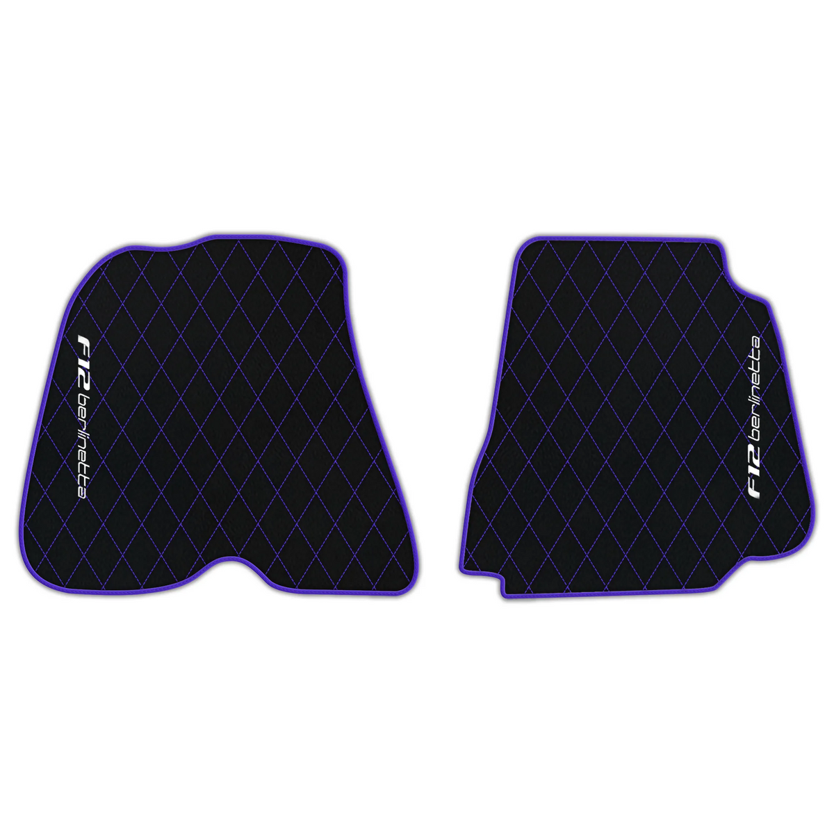 Black Leather Floor Mats for Ferrari F12 Berlinetta (2012-2022) with Single Diamond Pattern | Full Set Option