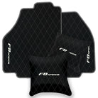 Black Leather Floor Mats for Ferrari F8 Spider (2019-2023) with Single Diamond Pattern | Full Set Option