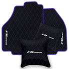 Black Leather Floor Mats for Ferrari F8 Spider (2019-2023) with Single Diamond Pattern | Full Set Option