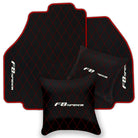 Black Leather Floor Mats for Ferrari F8 Spider (2019-2023) with Single Diamond Pattern | Full Set Option