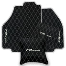 Black Leather Floor Mats for Ferrari F8 Spider (2019-2023) with Single Diamond Pattern | Full Set Option
